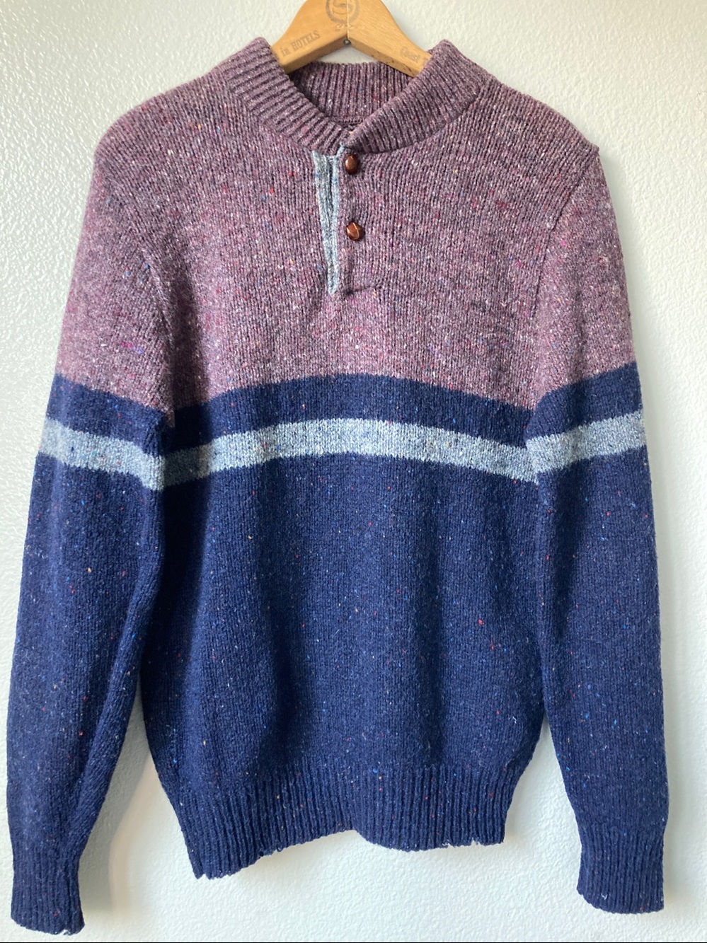Vintage ALPS Merrimac New England Sweater buttons stripe academia  sz L